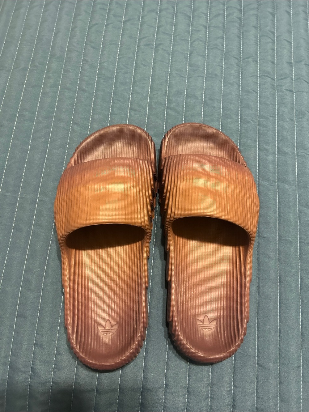 Brown Textured Slide Sandals adillette 22 - Picture 2 of 9